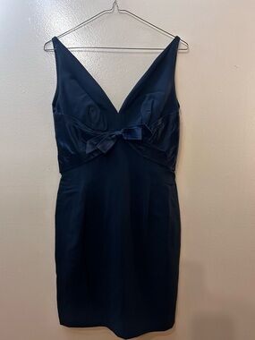 Vintage Elegant Black V-Neck Bow Sheath Dress